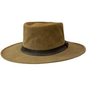 BEE HATS Custom Weber hat 100% wool Tan Fedora with Black Band Size medium